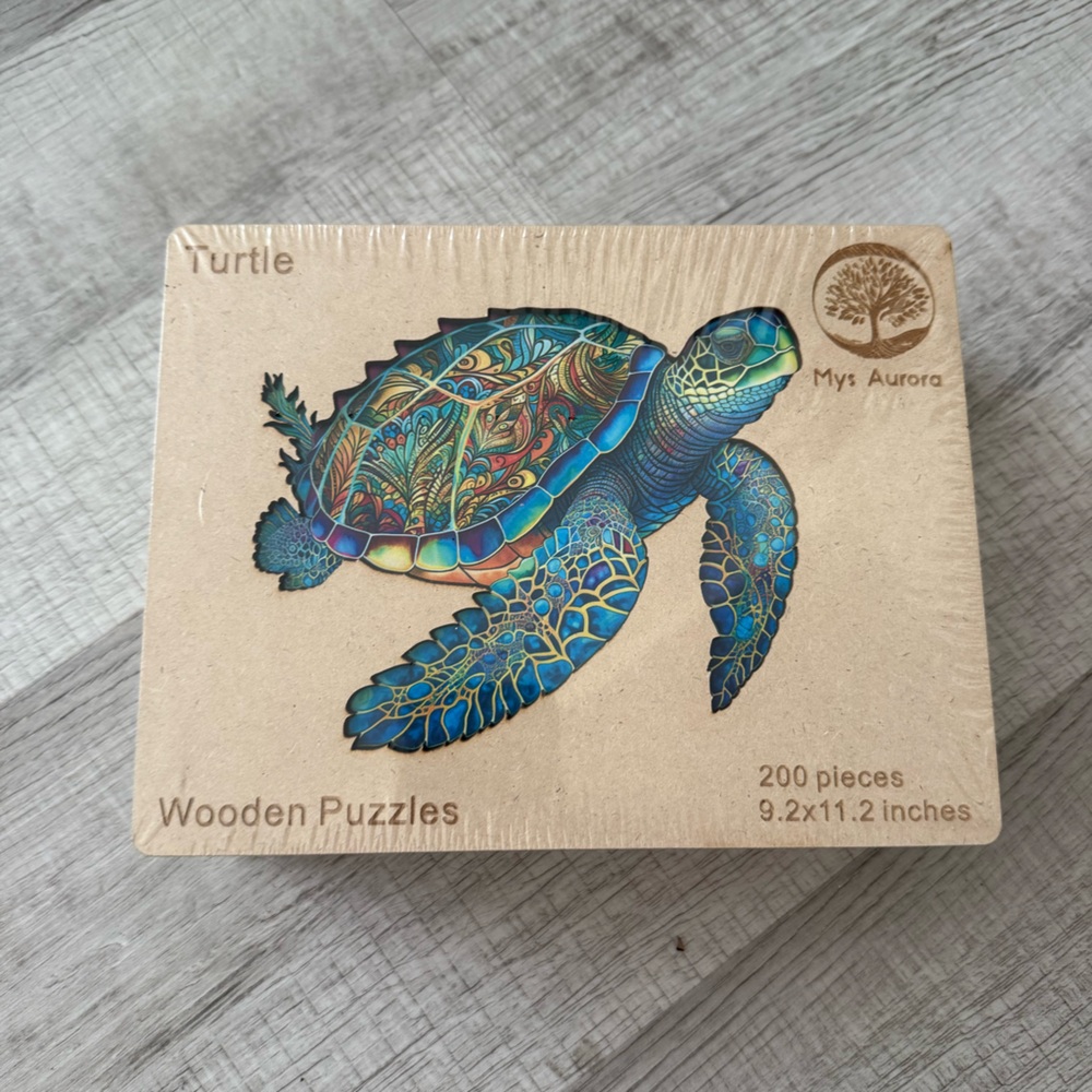 Turtle Wooden Puzzle - Blue and Green